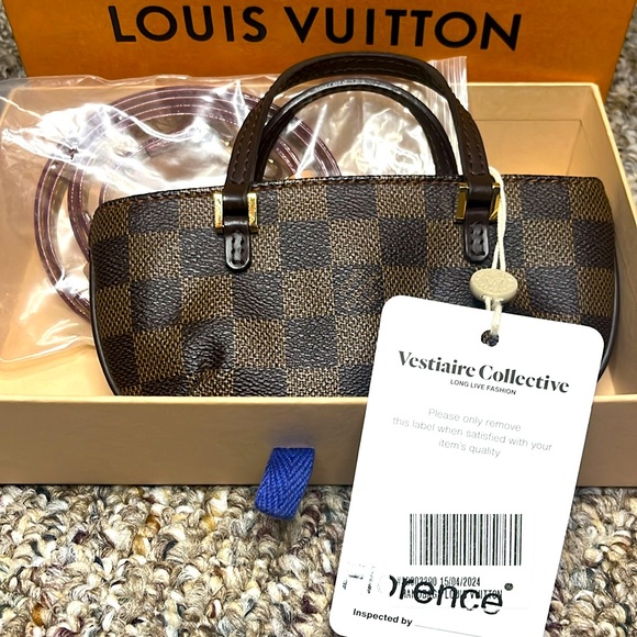 Louis Vuitton Manosque leather handbag accessory pouch in Damier Ebene - Picture 14 of 14